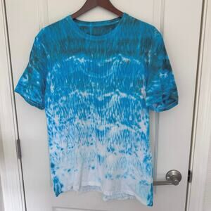 Hand Crafted Tie Dye 100% Cotton Men’s Unisex Sz XL  NEW Blue Gray White Art